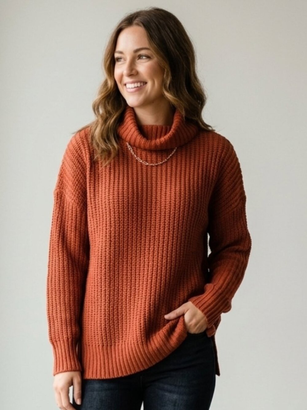 Aerie Sweater Small oversized Rust Cozy Knit Women's - Classic Crewneck *New